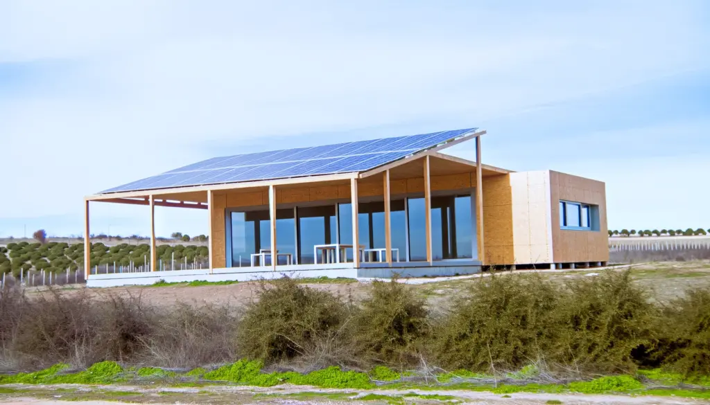 casa prefabricada moderna situada en un entorno natural destacando por su diseno innovador y sostenible