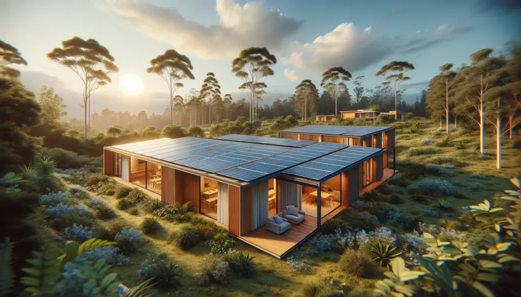 casa prefabricada modular con un diseno sostenible dotada de paneles solares en el tejado