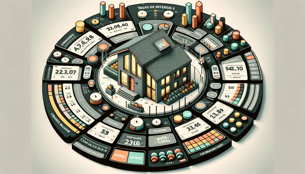 grafico interactivo sofisticado que muestra el calculo de hipoteca para una casa prefabricada con areas claramente marcadas para introducir tasas